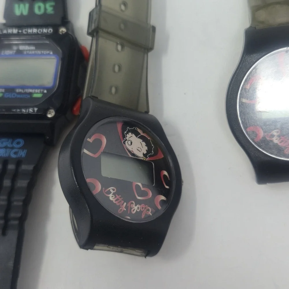 Vintage 1989 Guess Watch Pink Dial Wilson Glo Betty Boop Jelly Lot 4pc PARTS